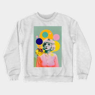 Vintage pop art style woman portrait Crewneck Sweatshirt